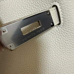 Hermes Unisex Togo So Kelly 22 Palladium Hardware-White