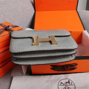 Hermes Women Constance 18 Matte Alligator Gris Cement-Grey