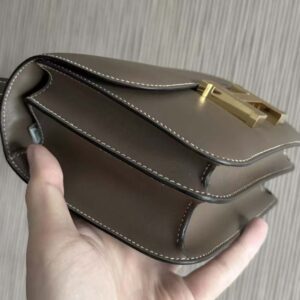 Hermes Women Constance 19 Bag Box Calf Leather-Grey/Gold