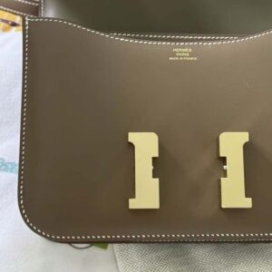Hermes Women Constance 19 Bag Box Calf Leather-Grey/Gold