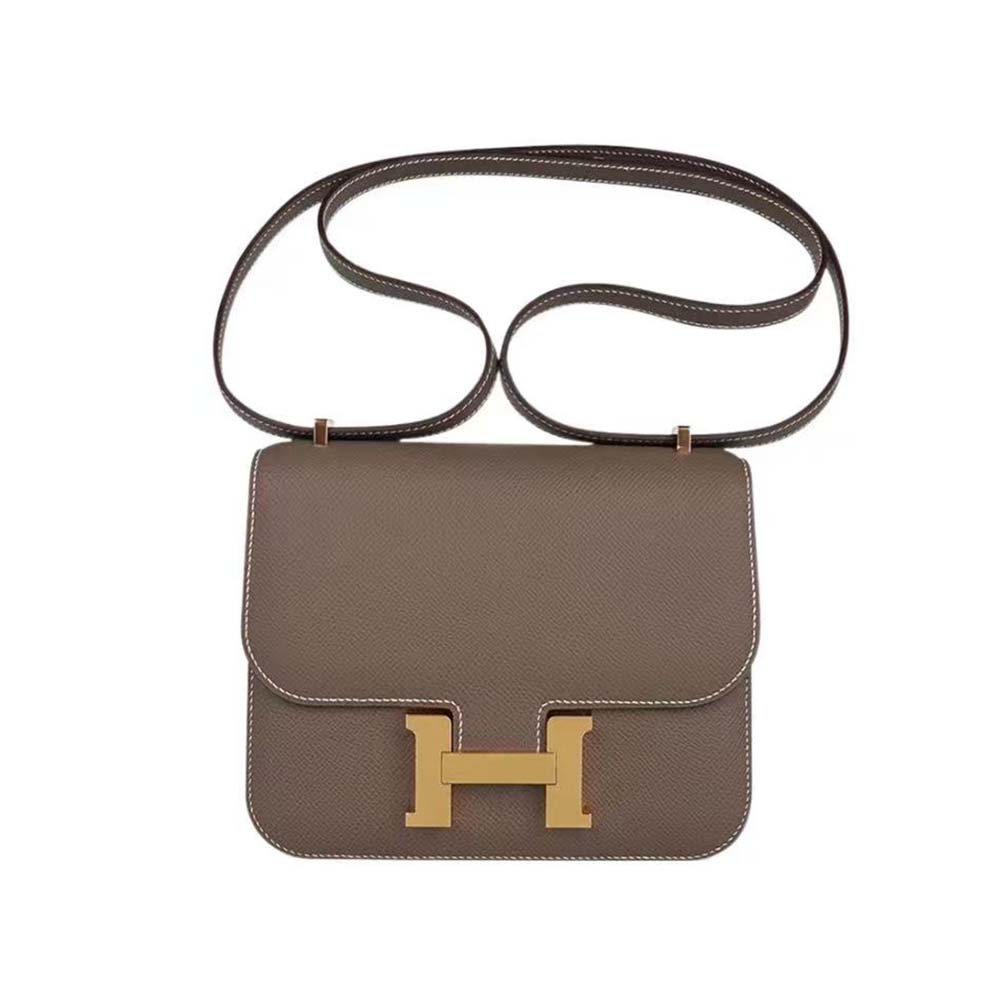 Hermes Women Constance 19 Bag Epsom Leather-GreyGold