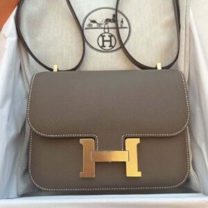 Hermes Women Constance 19 Bag Epsom Leather-GreyGold