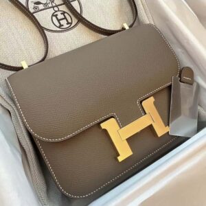 Hermes Women Constance 19 Bag Epsom Leather-GreyGold