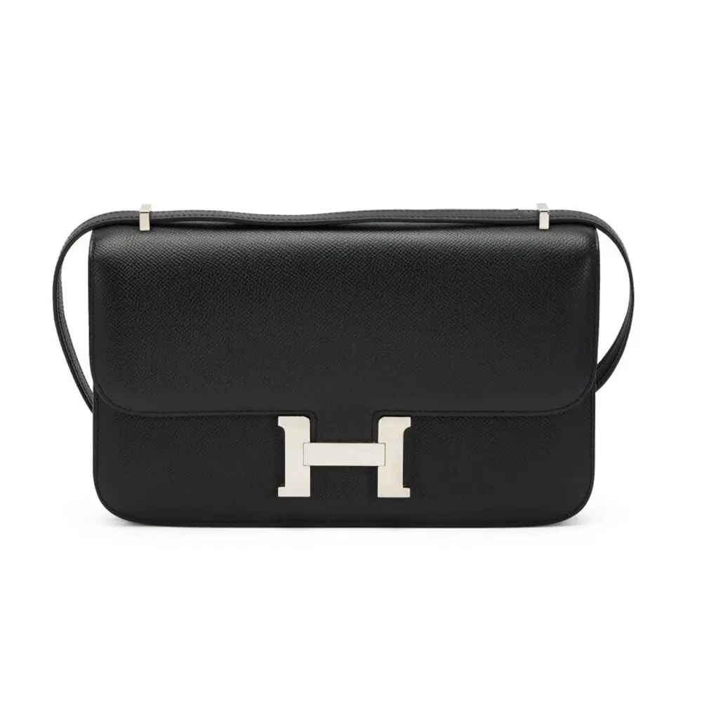 Hermes Women Constance Elan Epsom Silver-Black