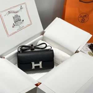 Hermes Women Constance Elan Epsom Silver-Black