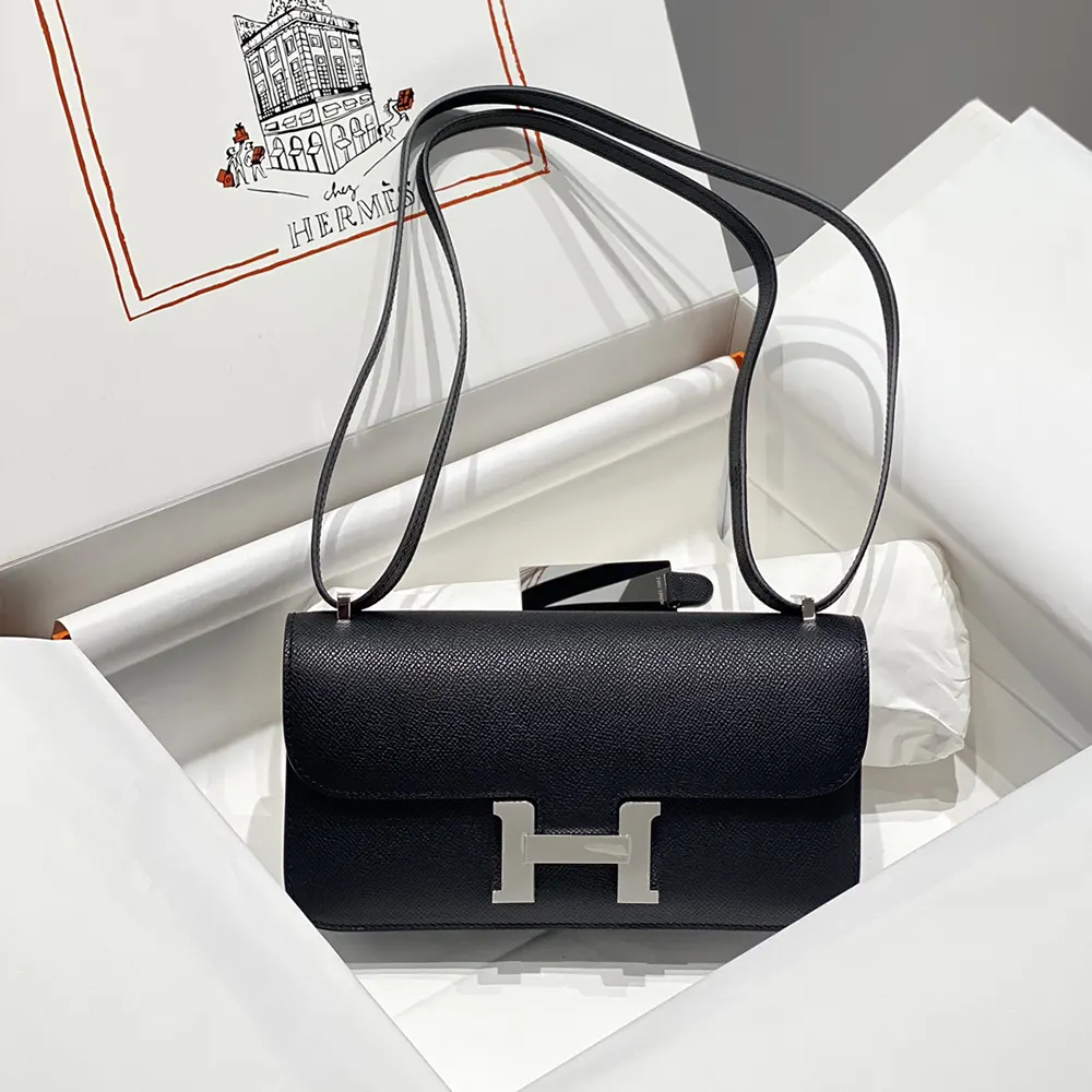 Hermes Women Constance Elan Epsom Silver-Black
