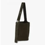 Loewe Unisex Large Pebble Bucket Bag in Suede Calfskin-Dark Green