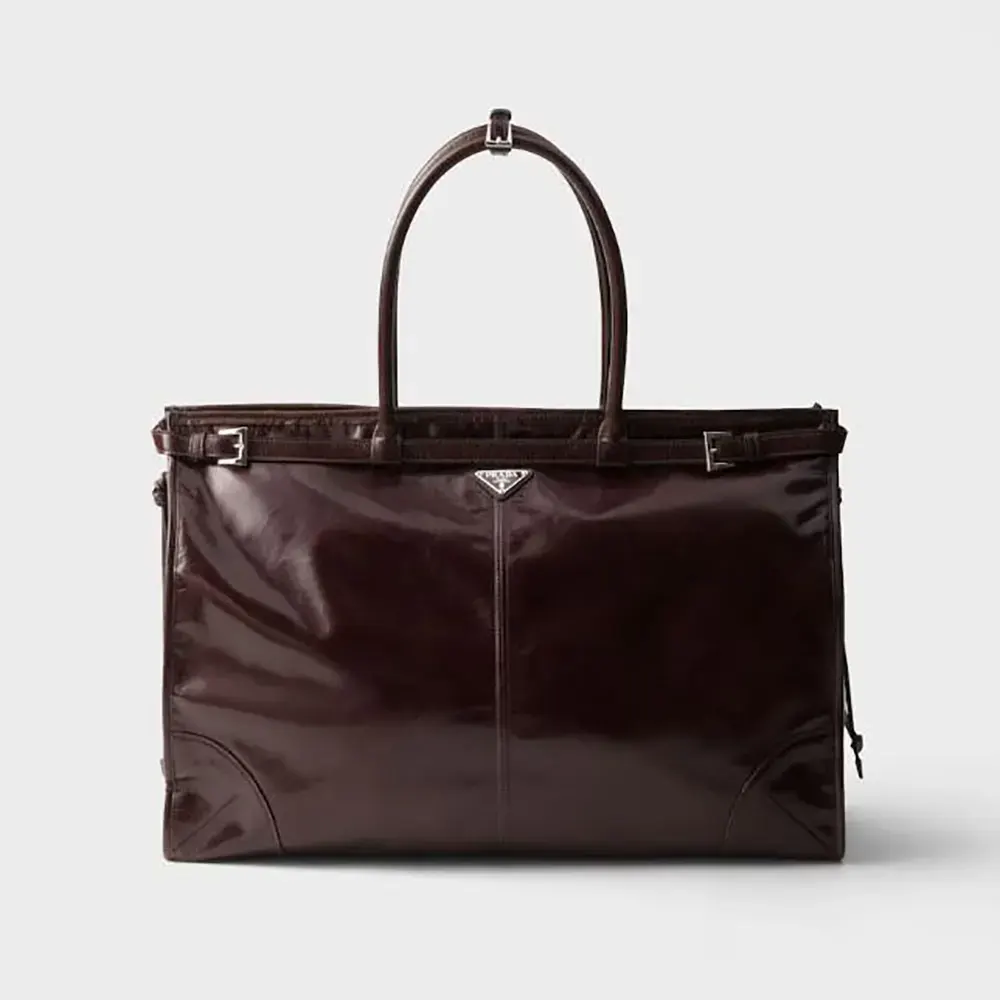 Prada Unisex Bonnie Leather Tote Bag-Burgundy 2VG1282CYR