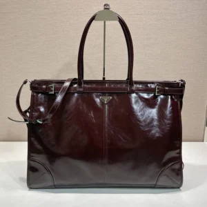 Prada Unisex Bonnie Leather Tote Bag-Burgundy 2VG1282CYR