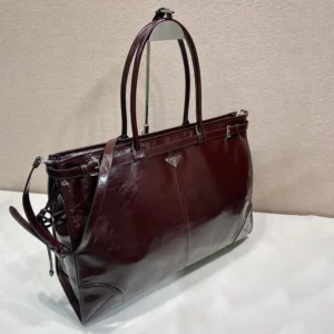 Prada Unisex Bonnie Leather Tote Bag-Burgundy 2VG1282CYR