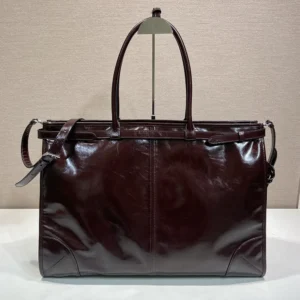 Prada Unisex Bonnie Leather Tote Bag-Burgundy 2VG1282CYR
