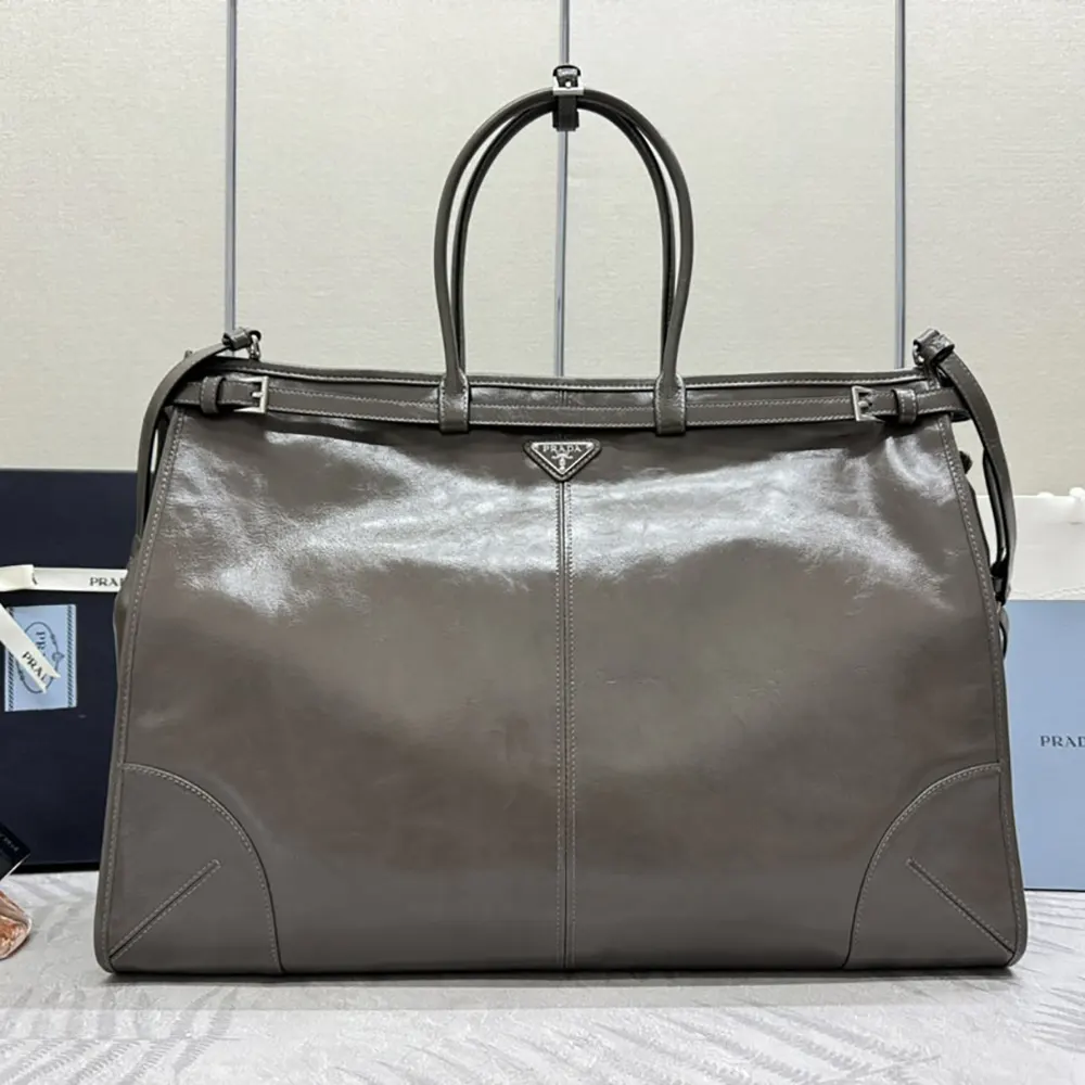 Prada Unisex Bonnie Leather Tote Bag-Clay 2VG1282CYR