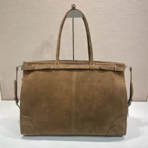 Prada Unisex Bonnie Suede Tote Bag-Cinnamon 2VG1282C4S