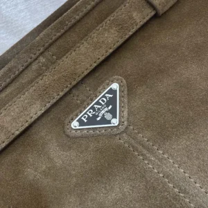 Prada Unisex Bonnie Suede Tote Bag-Cinnamon 2VG1282C4S