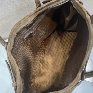 Prada Unisex Bonnie Suede Tote Bag-Cinnamon 2VG1282C4S