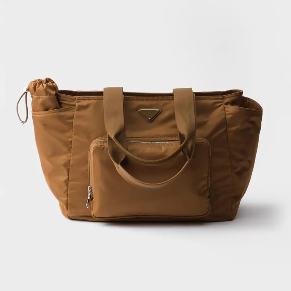 Prada Unisex Re-Nylon Baby Bag with Triangle Logo-Brown