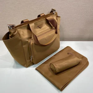 Prada Unisex Re-Nylon Baby Bag with Triangle Logo-Brown