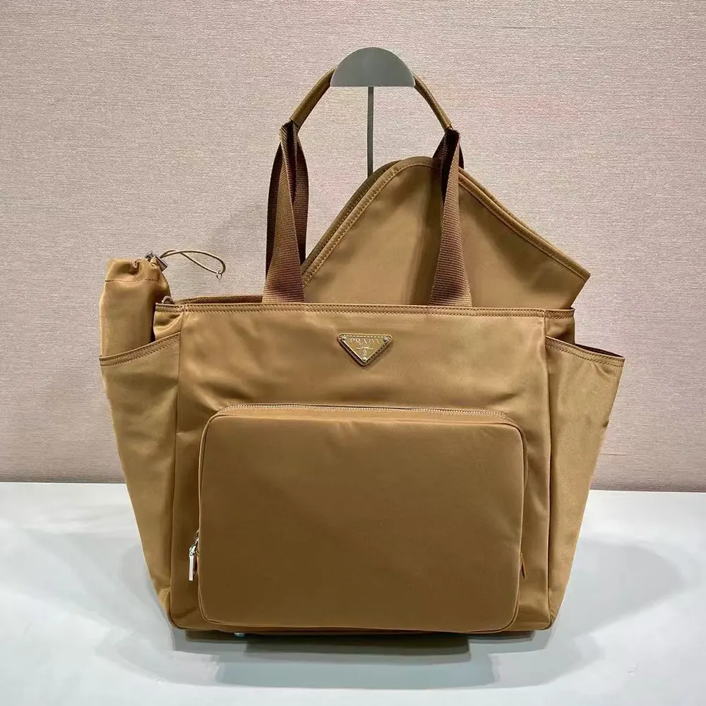 Prada Unisex Re-Nylon Baby Bag with Triangle Logo-Brown