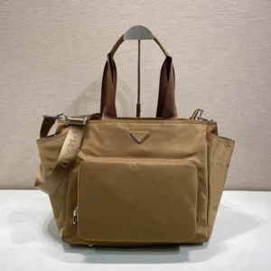 Prada Unisex Re-Nylon Baby Bag with Triangle Logo-Brown