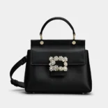 Roger Vivier Women Cabas Efflorescence Mini Bag in Leather-Black