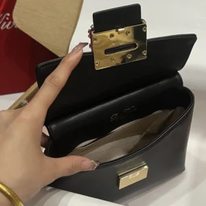 Roger Vivier Women Cabas Efflorescence Mini Bag in Leather-Black