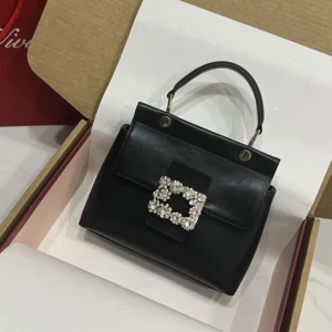 Roger Vivier Women Cabas Efflorescence Mini Bag in Leather-Black