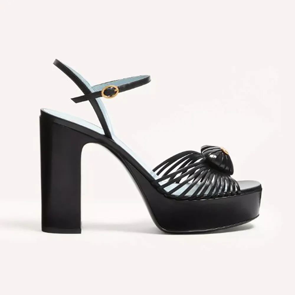 Valentino Women Coeur Royal Platform Sandal in Kidskin 115mm-Black