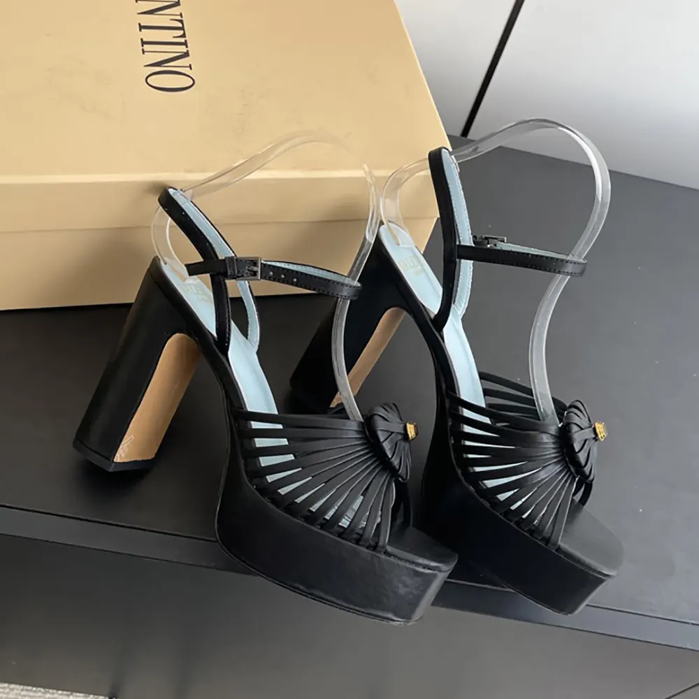 Valentino Women Coeur Royal Platform Sandal in Kidskin 115mm-Black 6 Valentino Women Coeur Royal Platform Sandal in Kidskin 115mm-Black