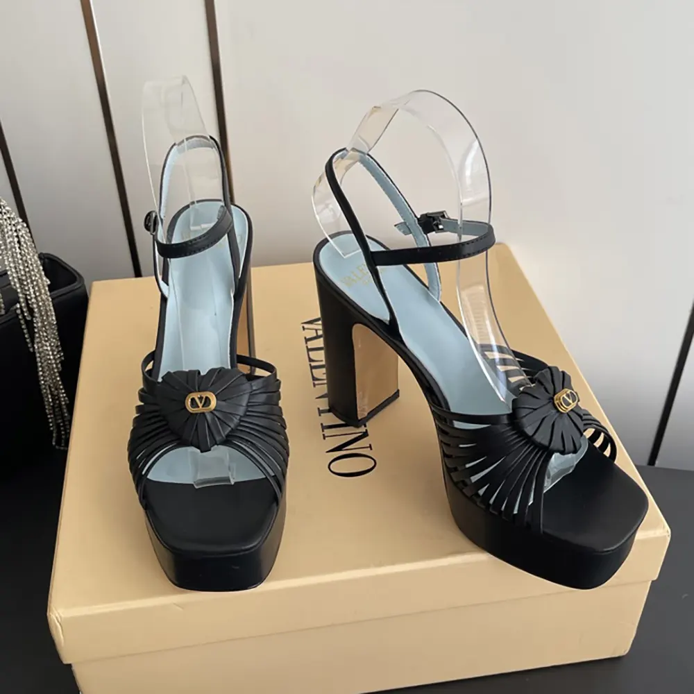 Valentino Women Coeur Royal Platform Sandal in Kidskin 115mm-Black 3 Valentino Women Coeur Royal Platform Sandal in Kidskin 115mm-Black