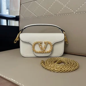 Valentino Women Garavani Locò Small Shoulder Bag In Calfskin With Jewel Logo