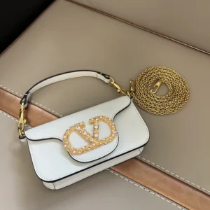 Valentino Women Garavani Locò Small Shoulder Bag In Calfskin With Jewel Logo