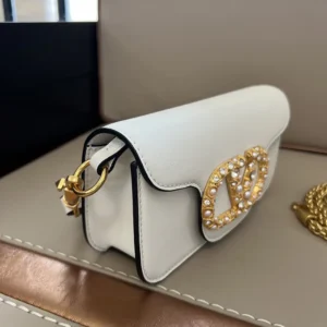 Valentino Women Garavani Locò Small Shoulder Bag In Calfskin With Jewel Logo
