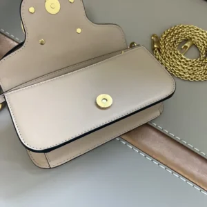 Valentino Women Garavani Locò Small Shoulder Bag In Calfskin With Jewel Logo-Sandy