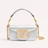 Valentino Women Garavani Locò Small Shoulder Bag In Laminated Calfskin With Jewel Logo