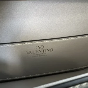 Valentino Women Garavani Locò Small Shoulder Bag In Laminated Calfskin With Jewel Logo