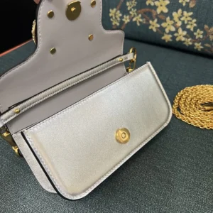Valentino Women Garavani Locò Small Shoulder Bag In Laminated Calfskin With Jewel Logo