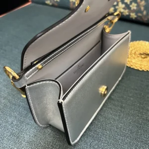 Valentino Women Garavani Locò Small Shoulder Bag In Laminated Calfskin With Jewel Logo