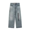 Balenciaga Men Baggy Pants In Light Blue Cotton Denim