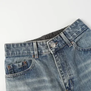 Balenciaga Men Baggy Pants In Light Blue Cotton Denim