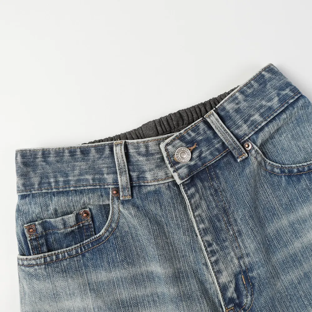 Balenciaga Men Baggy Pants In Light Blue Cotton Denim