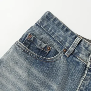 Balenciaga Men Baggy Pants In Light Blue Cotton Denim