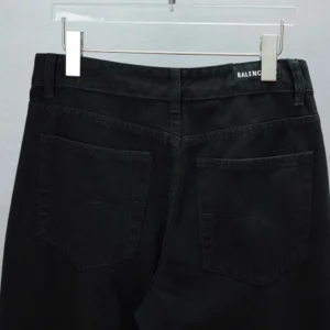 Balenciaga Men Flared Pants in Black Soft Hand Italian Denim-Black 790405TQ