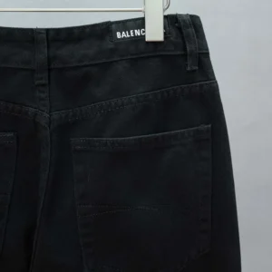 Balenciaga Men Flared Pants in Black Soft Hand Italian Denim-Black 790405TQ