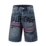 Balenciaga Men Folded Shorts in Dirty Vintage Blue