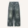 Balenciaga Men Minimal Baggy Pants In Dirty Grey And Light Blue Cotton Denim 857216T