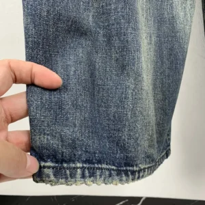 Balenciaga Men Minimal Baggy Pants In Dirty Grey And Light Blue Cotton Denim 857216T