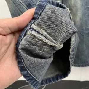 Balenciaga Men Minimal Baggy Pants In Dirty Grey And Light Blue Cotton Denim 857216T