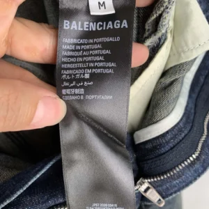 Balenciaga Men Minimal Baggy Pants In Dirty Grey And Light Blue Cotton Denim 857216T