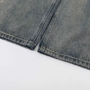 Balenciaga Men Relaxed Fit Pants in Blue Cotton Denim