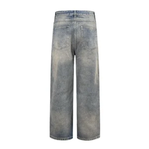 Balenciaga Men Relaxed Fit Pants in Blue Cotton Denim